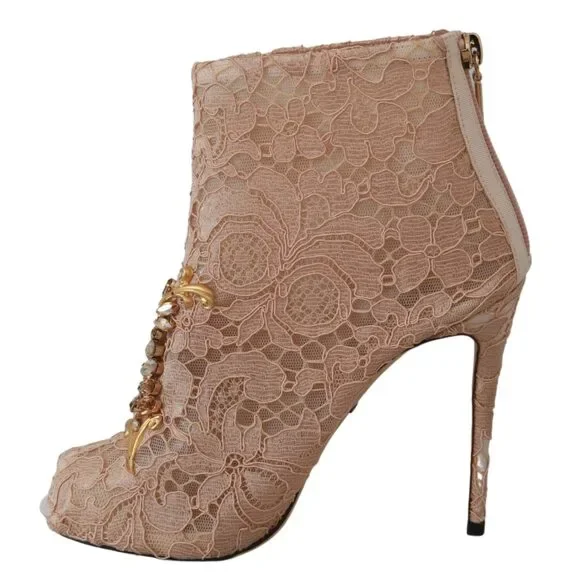 Dolce & Gabbana Elegant Lace Stilettos with Crystal Accents